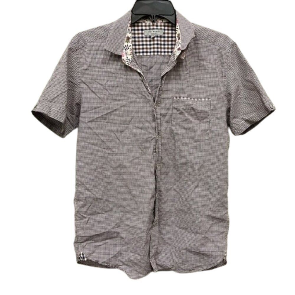 Ted Baker Women's Checkered Button Down Shirt Size 3 Medium